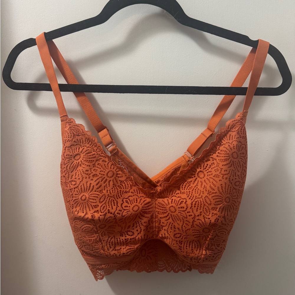 Auden Orange Textured Bralette with Adjustable Straps